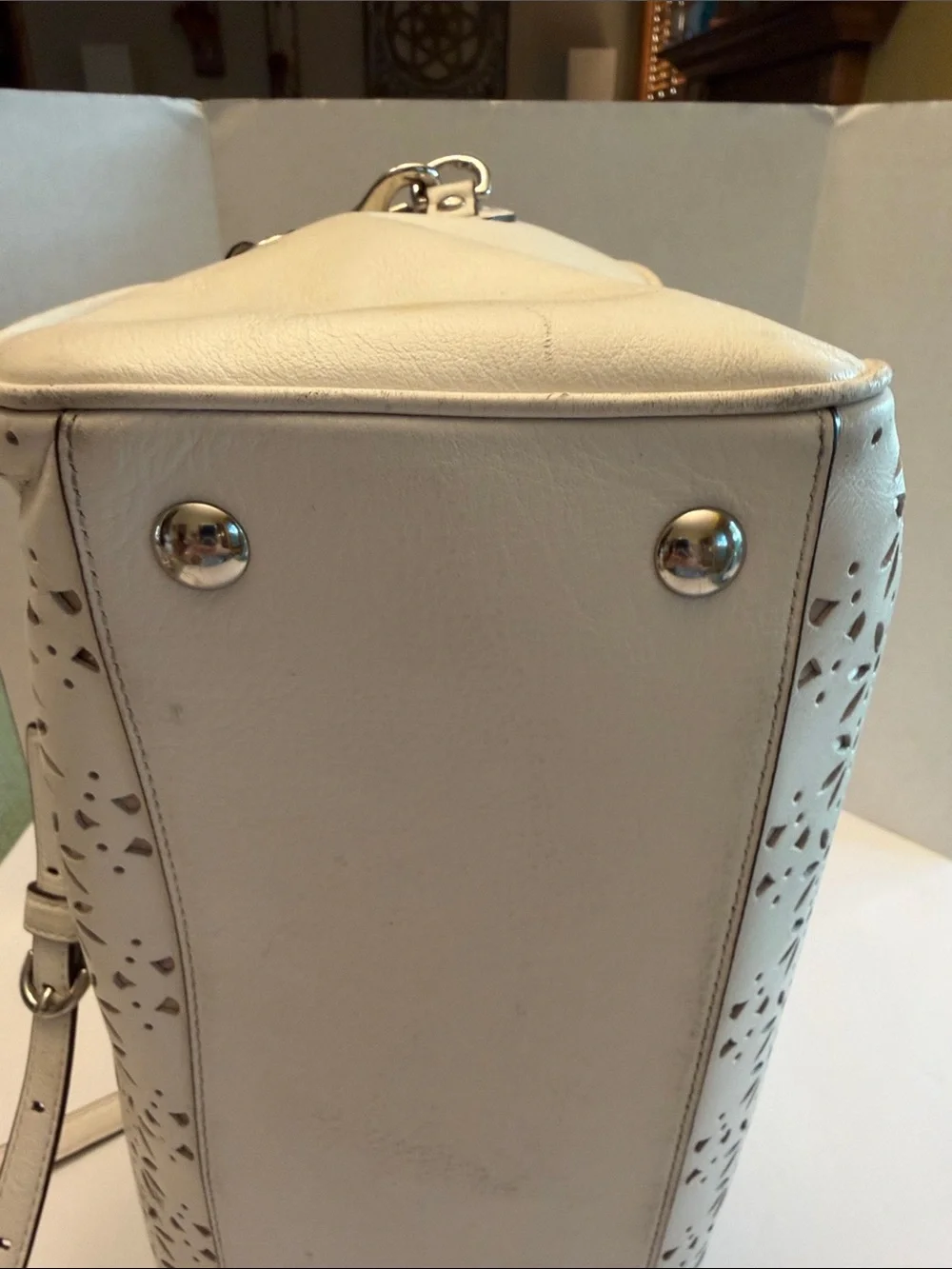 Coach Taylor Eyelet Laser-Cut Leather Satchel with Top Handles